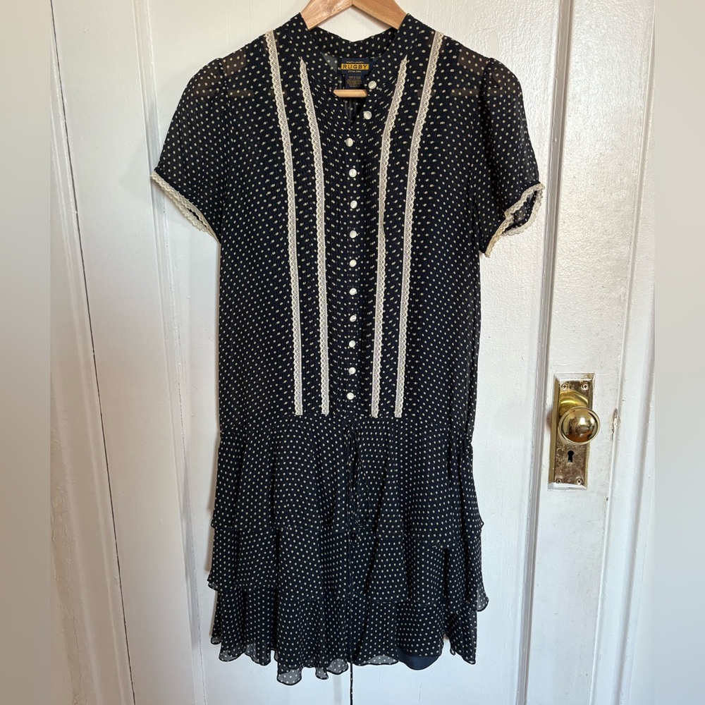 Rugby Ralph Lauren Silk Polka Dot Ruffle Dress